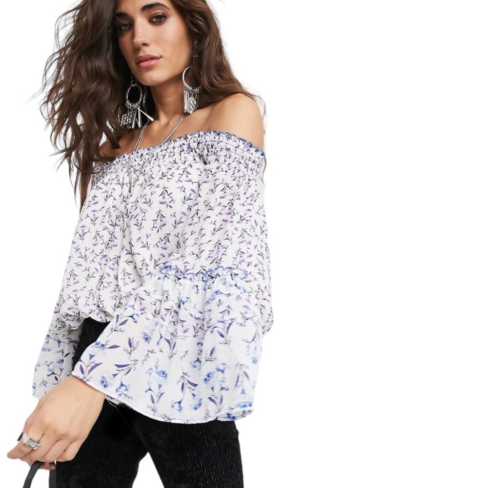 Free People Rose Valley Off the Shoulder Top